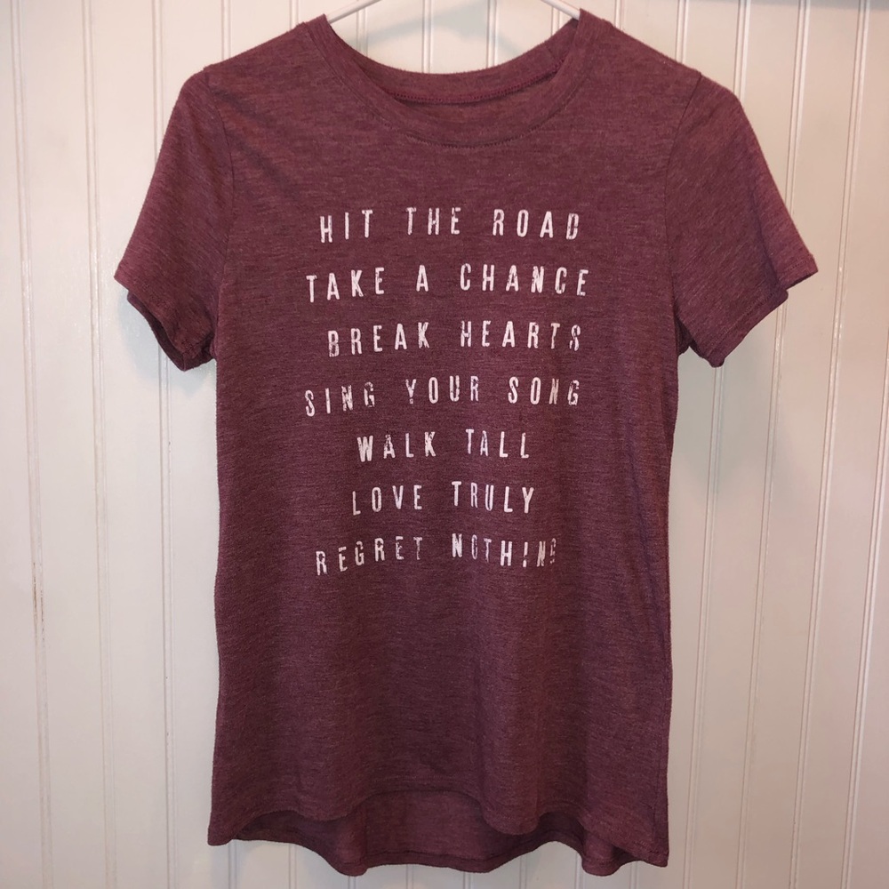 No Regrets, Hit The Road, Take A Chance - Word Tee MODERN LUX Women’s Sz S Top